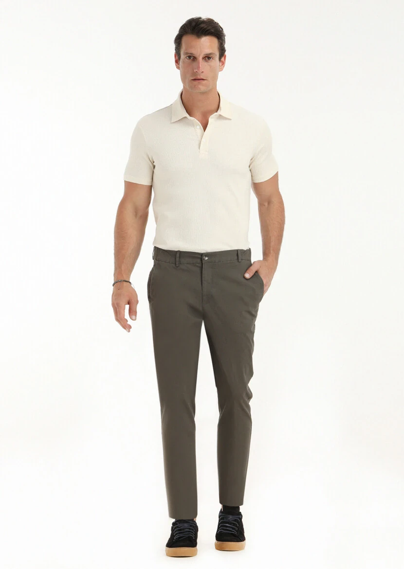 Brown Weaving Jogging Fit Casual Trousers - 1