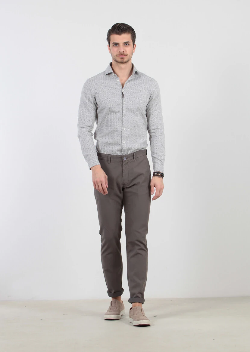 Brown Weaving Regular Fit Casual 100% Cotton Trousers - 1