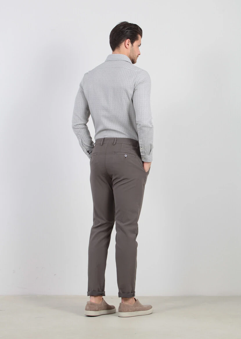 Brown Weaving Regular Fit Casual 100% Cotton Trousers - 4