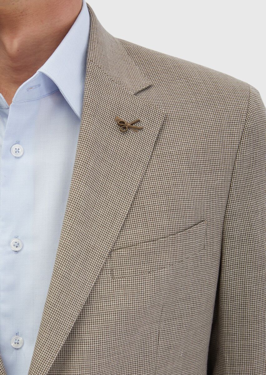 Brown Zeroweight Slim Fit Wool Blended Suit - 4