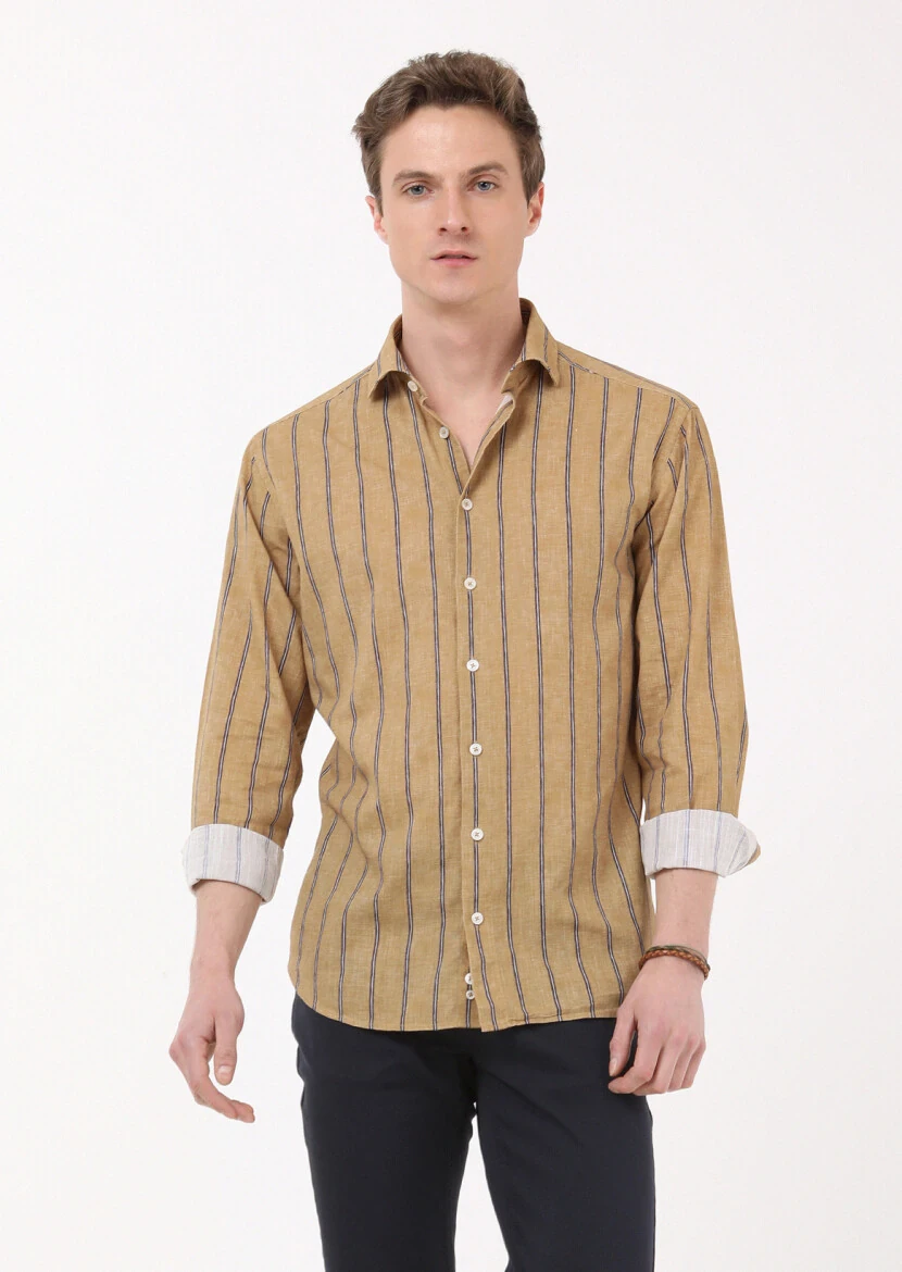 Buff Printed Regular Fit Weaving Casual 100% Cotton Shirt - 1