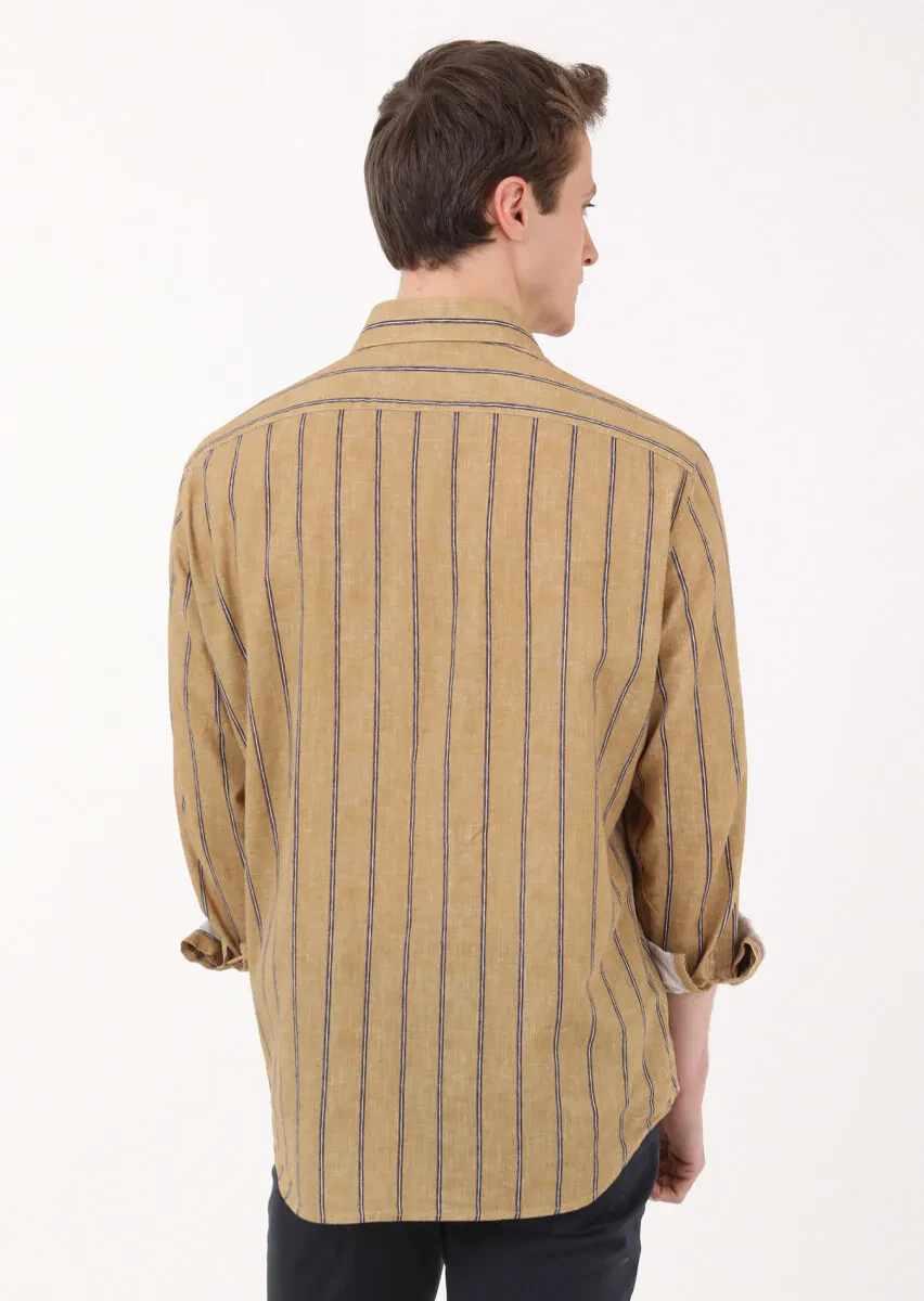 Buff Printed Regular Fit Weaving Casual 100% Cotton Shirt - 4