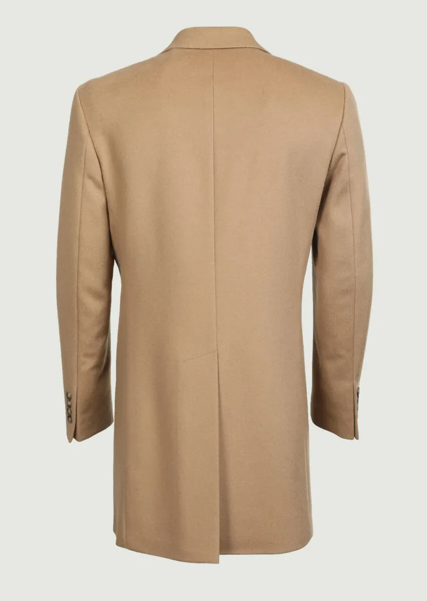 Buff Regular Fit Butterfly Collar Classical Weaving Overcoat - 7