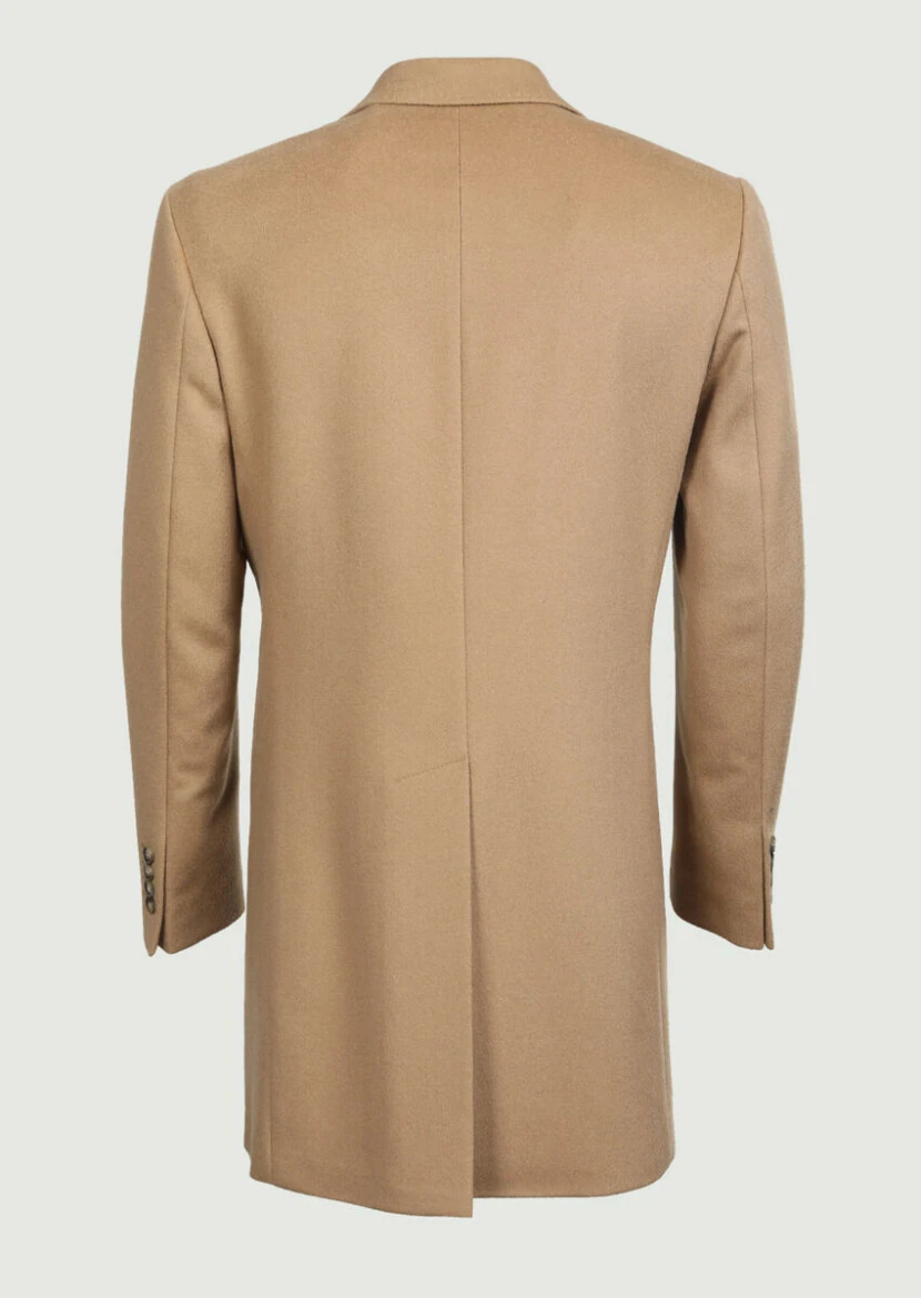 Buff Regular Fit Butterfly Collar Classical Weaving Overcoat - 7