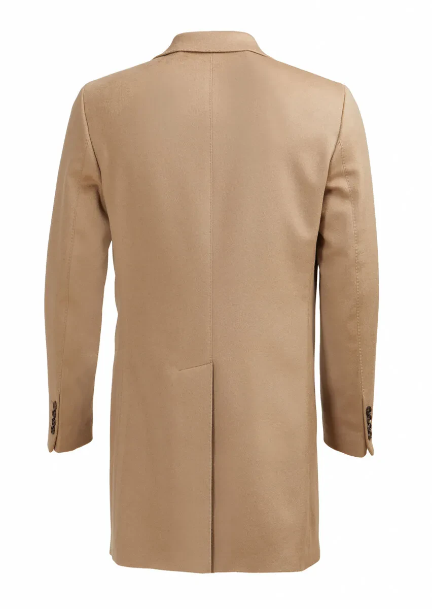 Buff Regular Fit Butterfly Collar Classical Weaving Overcoat - 5