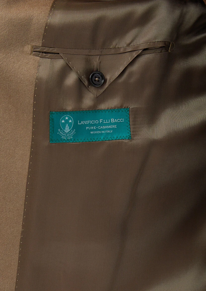 Buff Regular Fit Butterfly Collar Classical Weaving Overcoat - 7