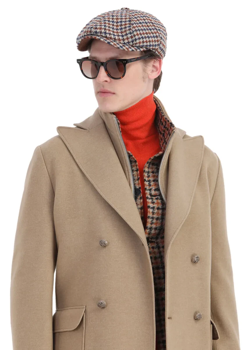 Buff Regular Fit Double Breasted Collar Casual Knitting Overcoat - 7