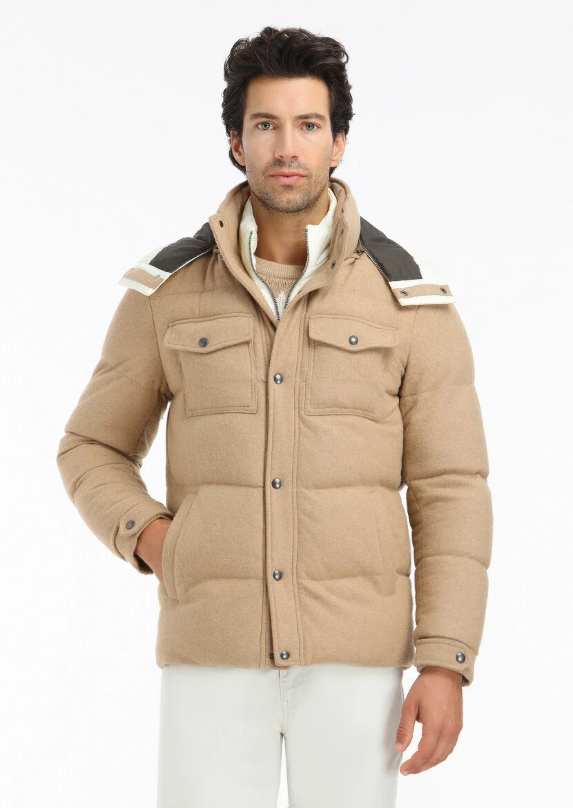 Buff Regular Fit Hooded Casual Knitting Coat - 1