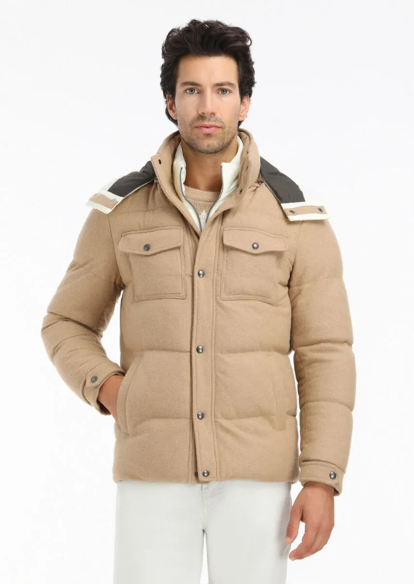 Buff Regular Fit Hooded Casual Knitting Coat - 1