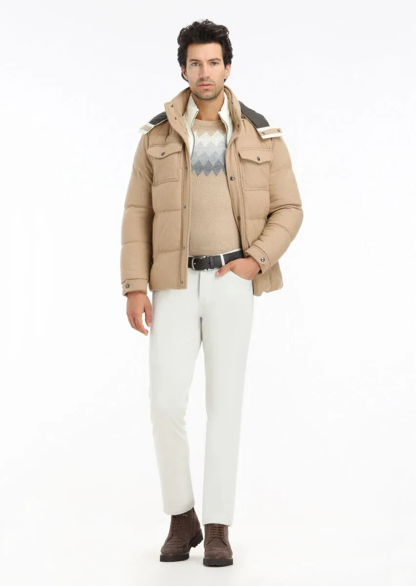 Buff Regular Fit Hooded Casual Knitting Coat - 2