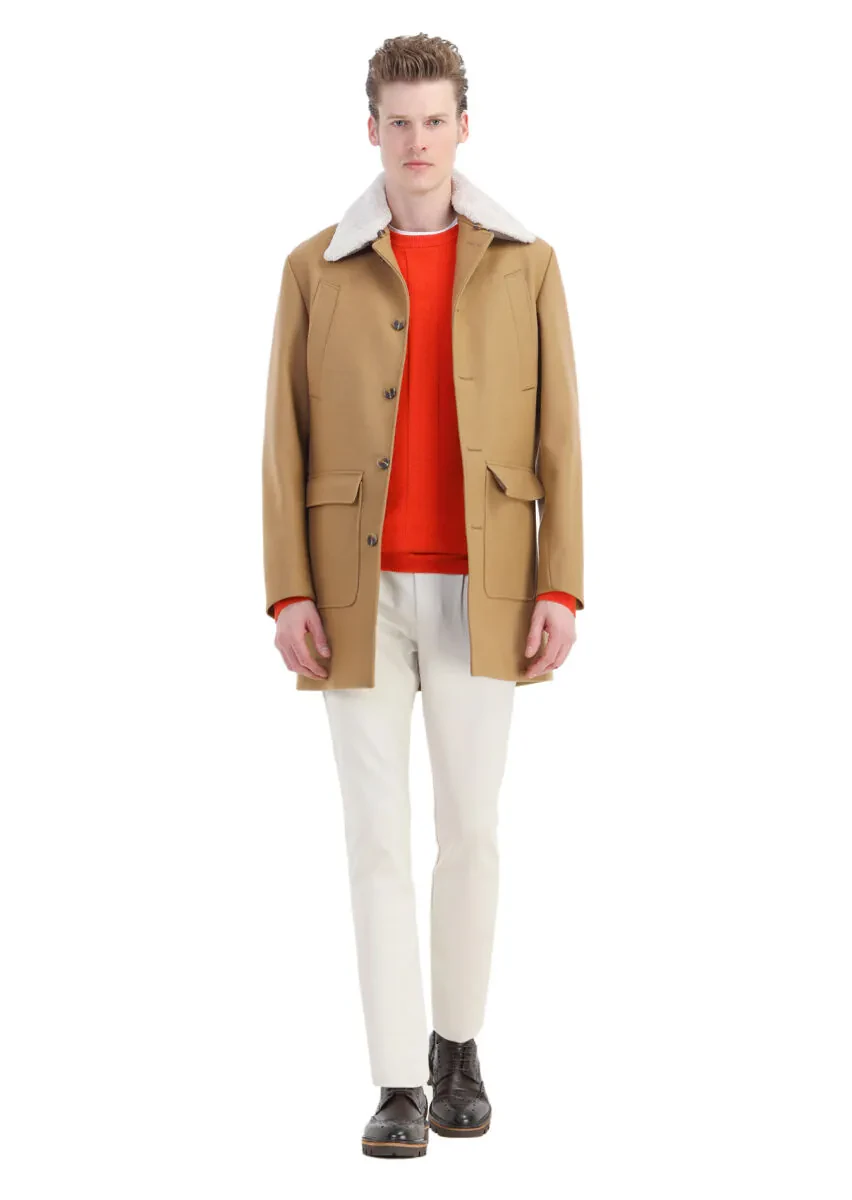 Buff Regular Fit Shirt Collar Casual Weaving Overcoat - 2