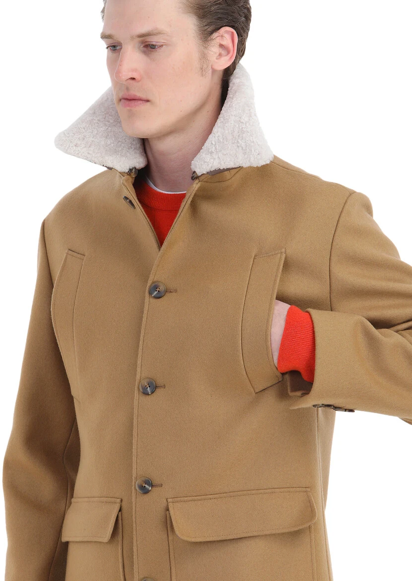 Buff Regular Fit Shirt Collar Casual Weaving Overcoat - 4