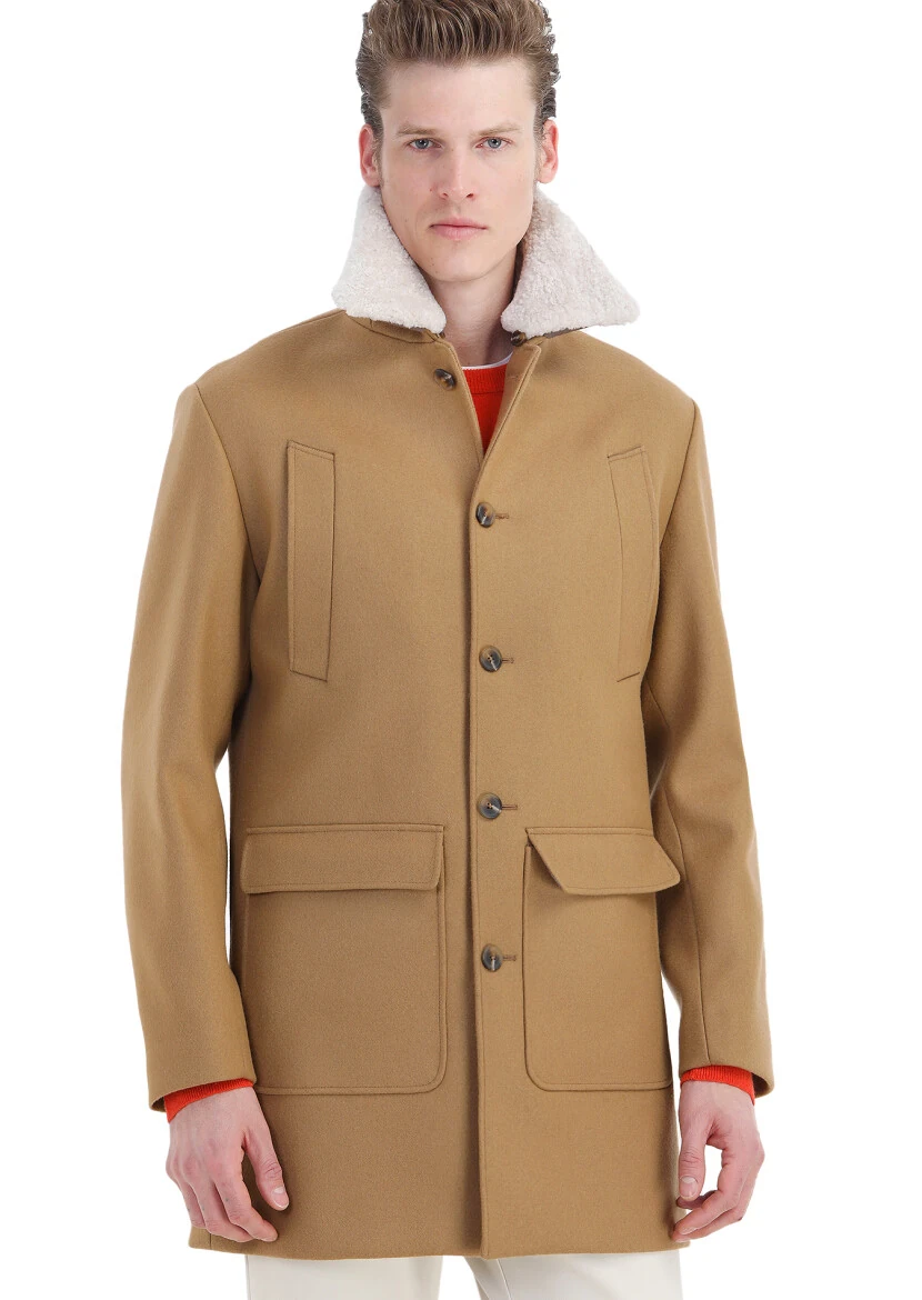 Buff Regular Fit Shirt Collar Casual Weaving Overcoat - 5