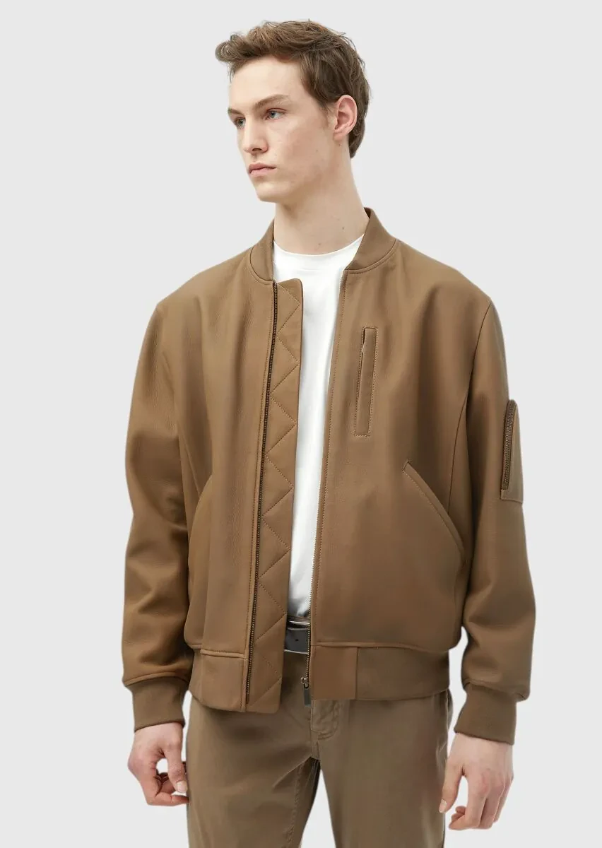 Buff Regular Fit Turtleneck Casual Suede Leather Coat - 1