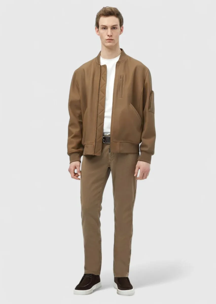 Buff Regular Fit Turtleneck Casual Suede Leather Coat - 2