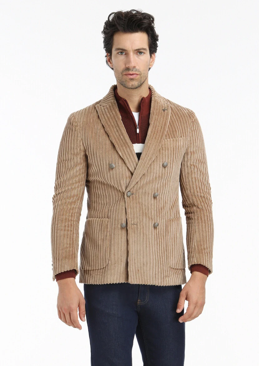 Buff Ribbed Shirt Shoulder Slim Fit 100% Cotton Jacket - 4