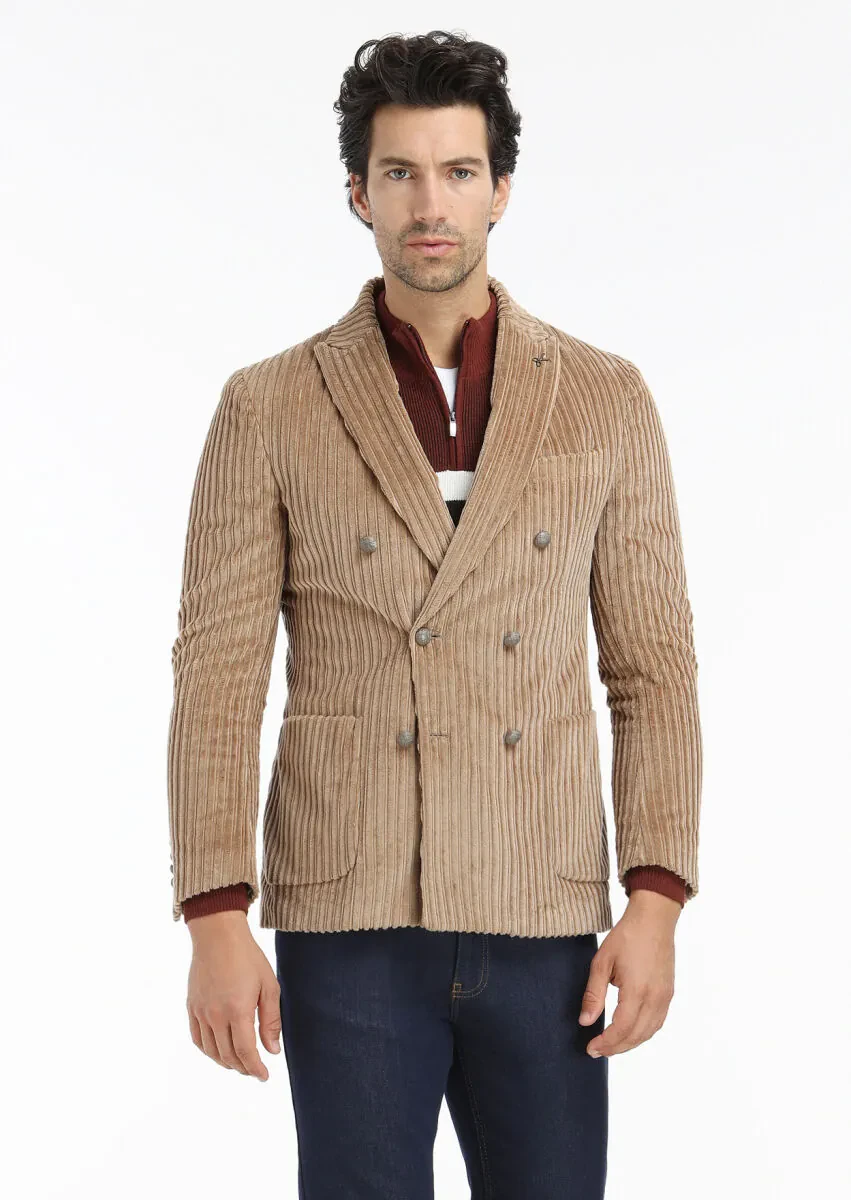 Buff Ribbed Shirt Shoulder Slim Fit 100% Cotton Jacket - 4