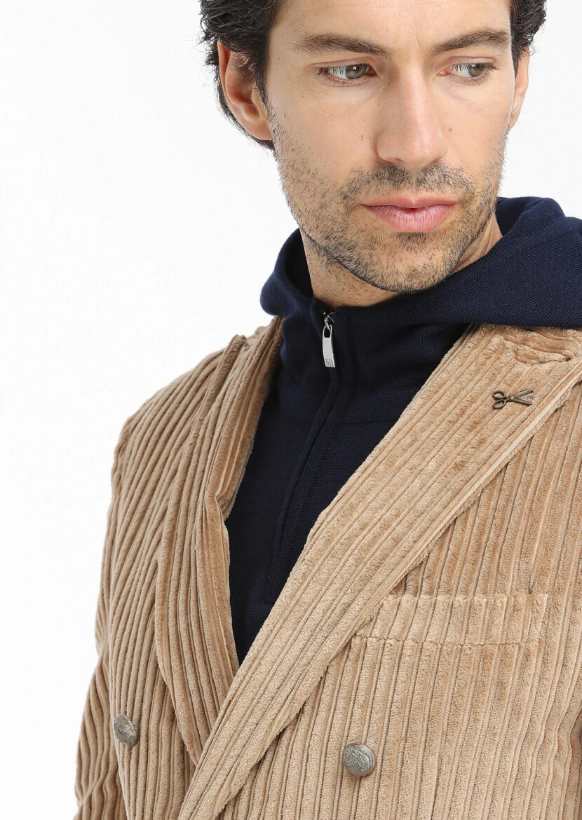 Buff Ribbed Shirt Shoulder Slim Fit 100% Cotton Jacket - 5