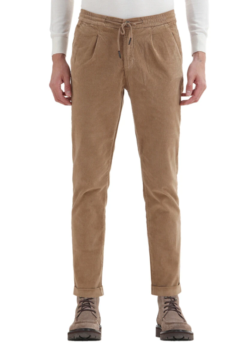 Buff Weaving Jogging Fit Casual Cotton Blended Trousers 