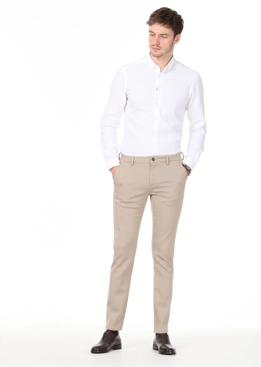 Buff Weaving Regular Fit Casual 100% Cotton Trousers 