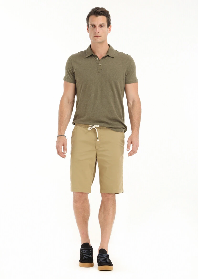 Buff Weaving Regular Fit Casual Cotton Blended Bermuda - 1