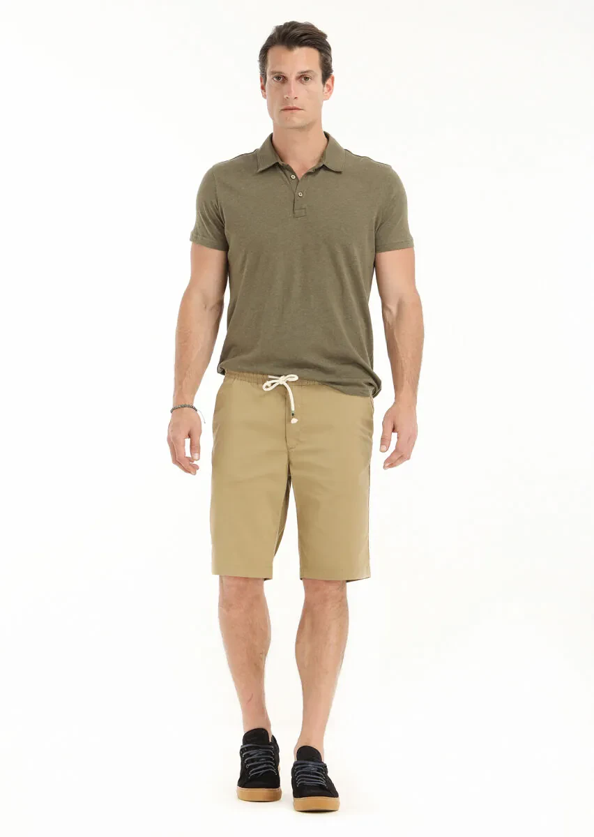 Buff Weaving Regular Fit Casual Cotton Blended Bermuda - 1