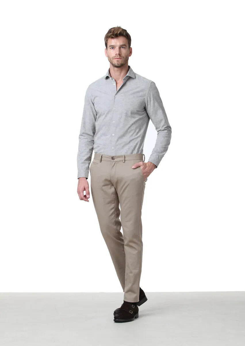 Buff Weaving Regular Fit Casual Cotton Blended Trousers - 1