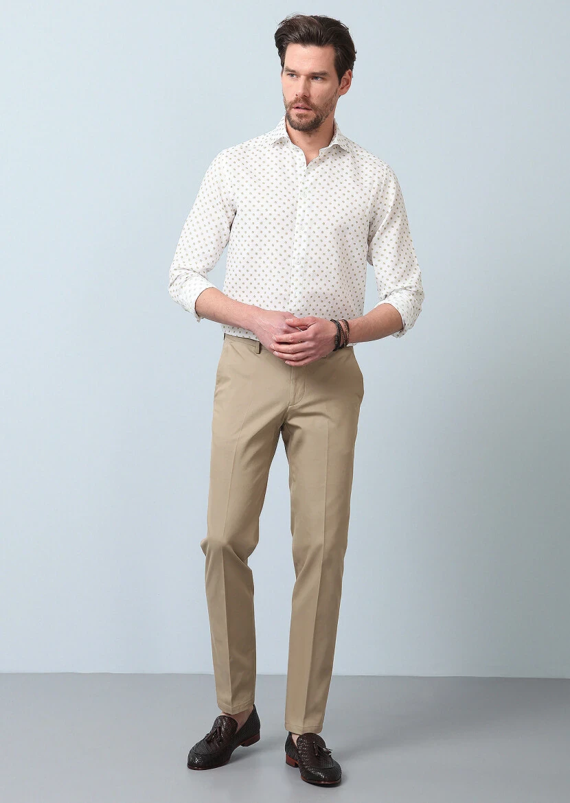 Buff Weaving Regular Fit Smart Casual Cotton Blended Trousers 
