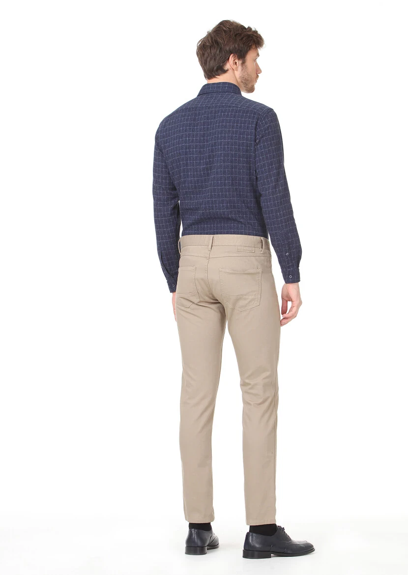 Buff Weaving Slim Fit Casual Cotton Blended Trousers - 4