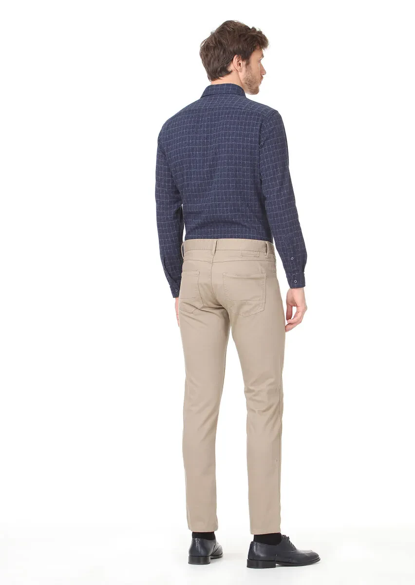 Buff Weaving Slim Fit Casual Cotton Blended Trousers - 4