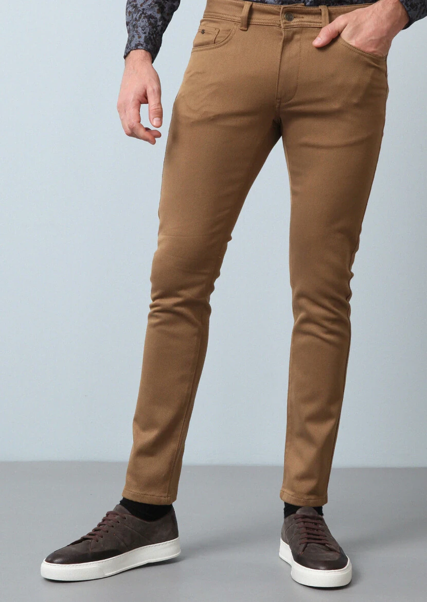 Buff Weaving Slim Fit Casual Cotton Blended Trousers - 2