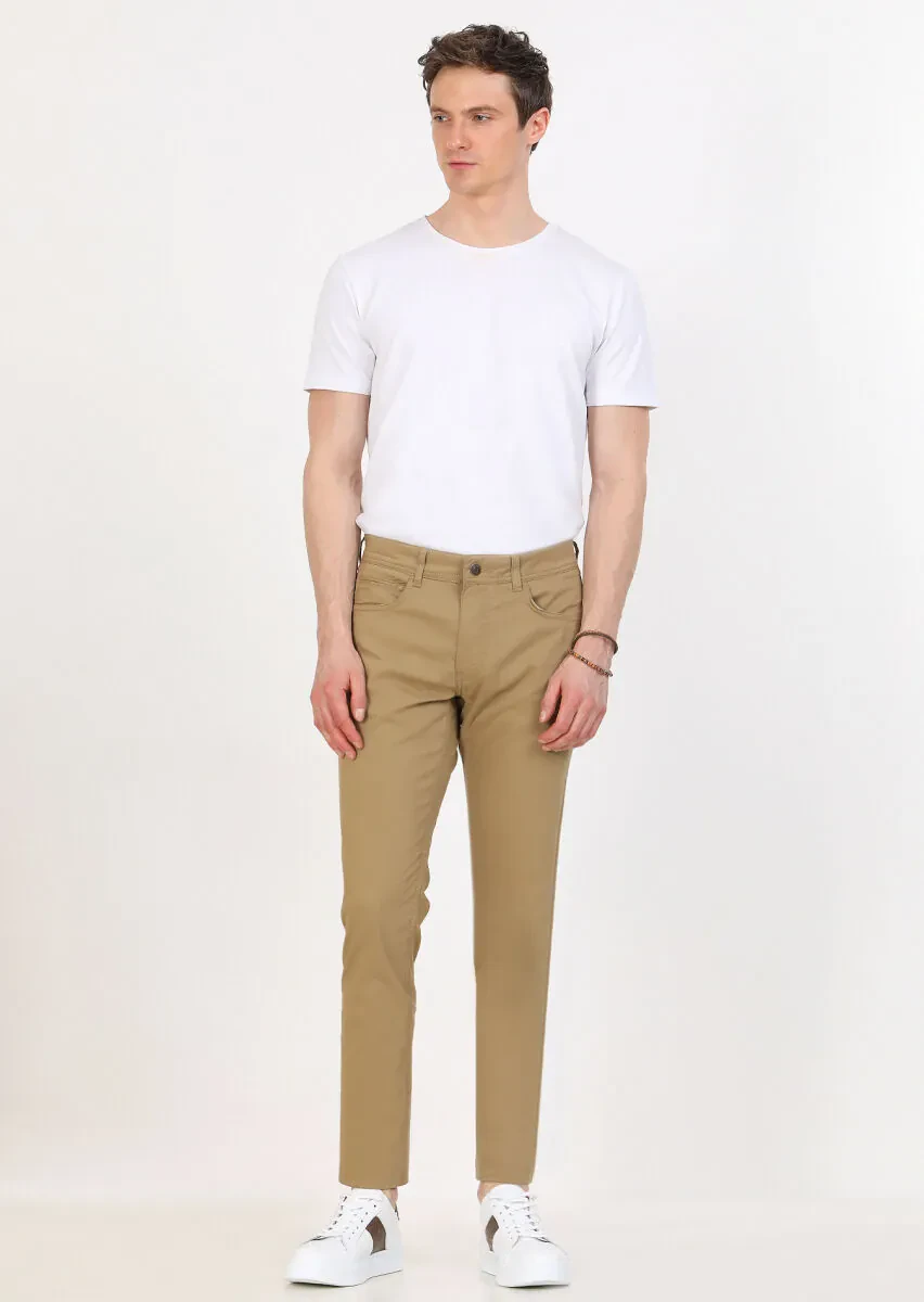 Buff Weaving Slim Fit Casual Cotton Blended Trousers - 1