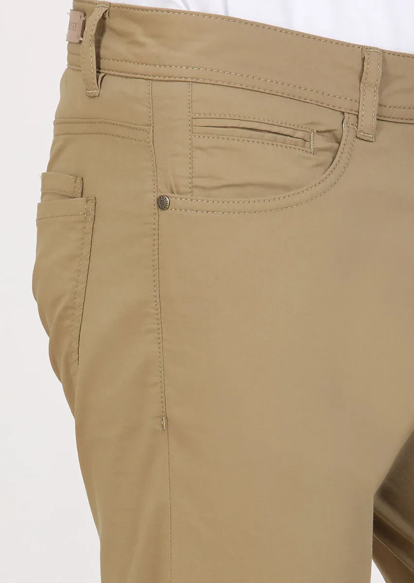 Buff Weaving Slim Fit Casual Cotton Blended Trousers - 3