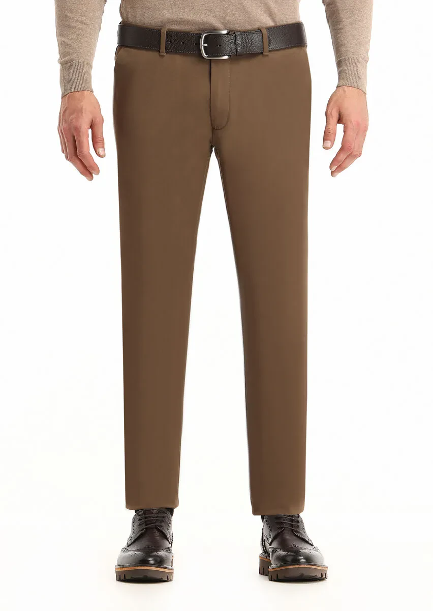 Buff Weaving Slim Fit Casual Cotton Blended Trousers - 1