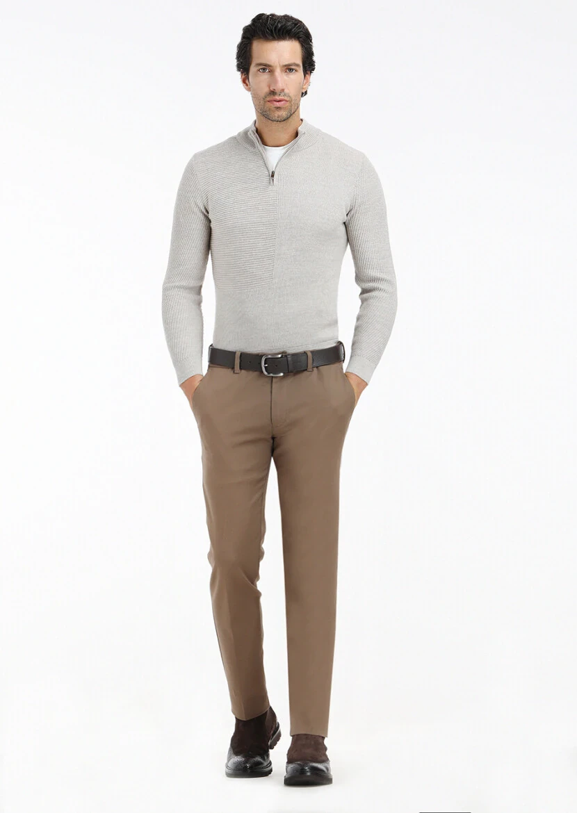 Buff Weaving Slim Fit Casual Trousers - 1