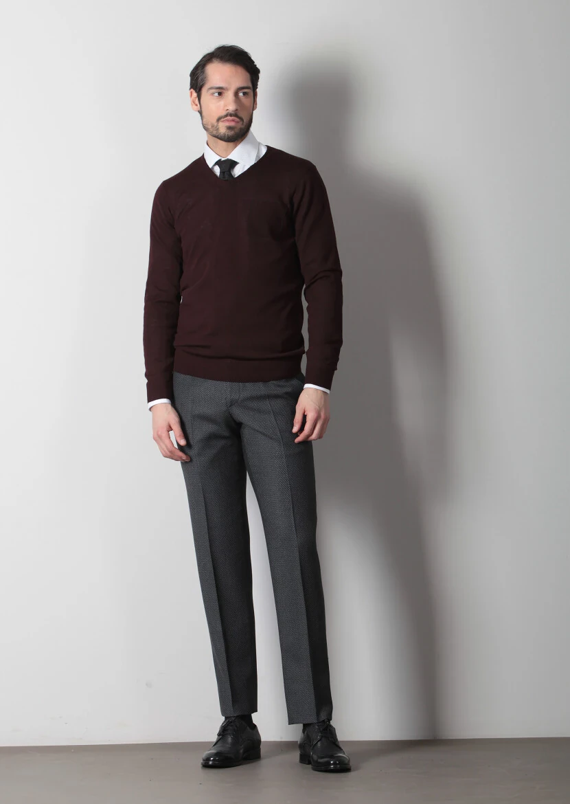 Burgundy Knitwear Sweatshirt - 1