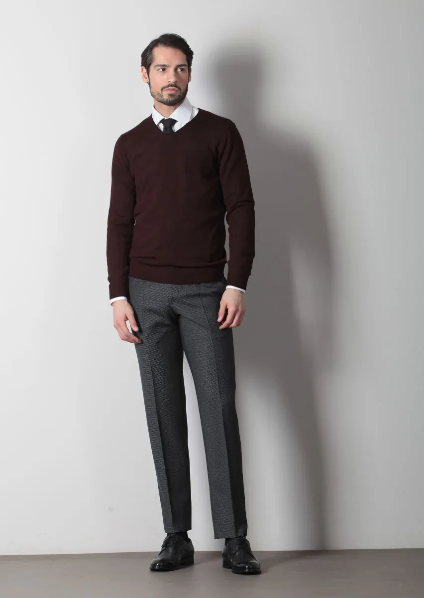 Burgundy Knitwear Sweatshirt - 1