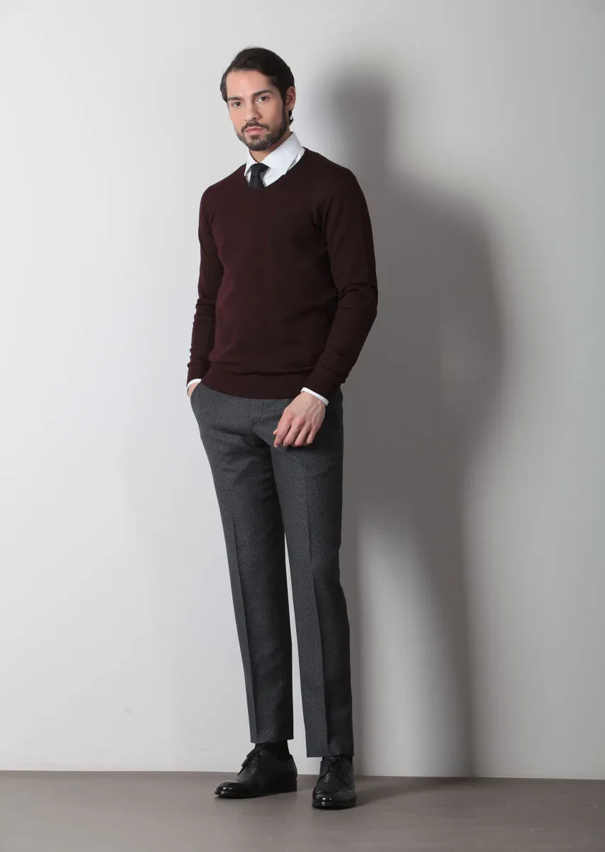 Burgundy Knitwear Sweatshirt - 3