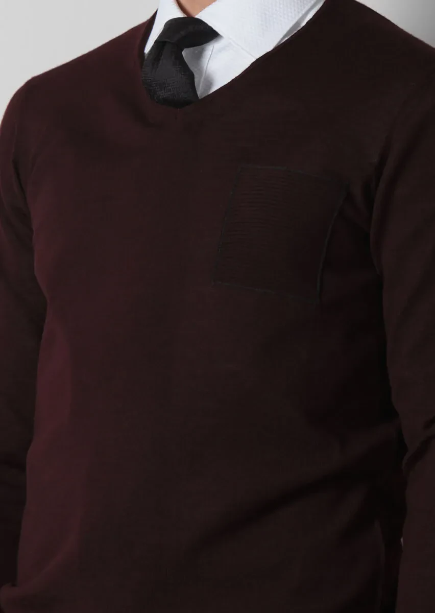 Burgundy Knitwear Sweatshirt - 4