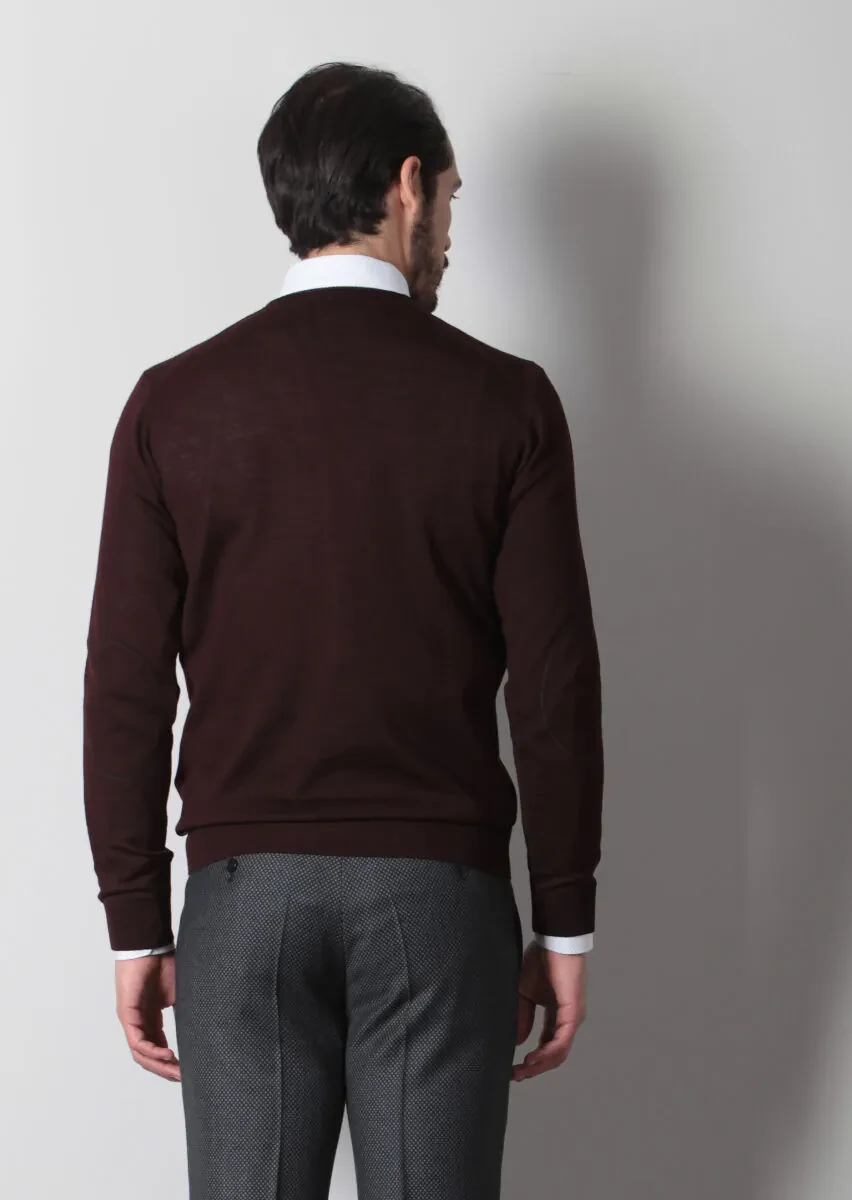Burgundy Knitwear Sweatshirt - 5