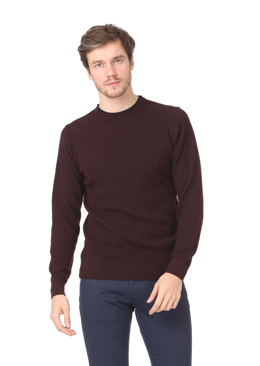 Burgundy Knitwear Sweatshirt - 1