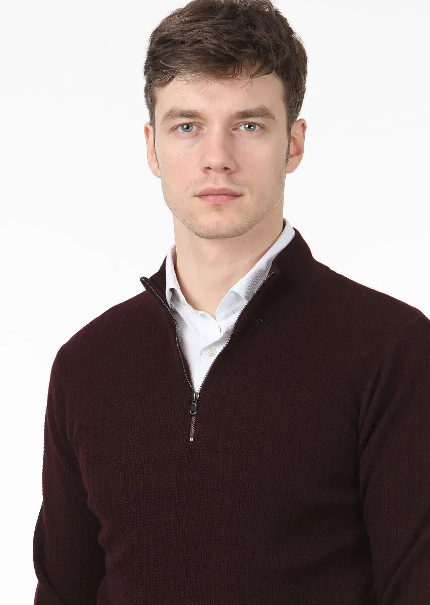 Burgundy Knitwear Sweatshirt - 2