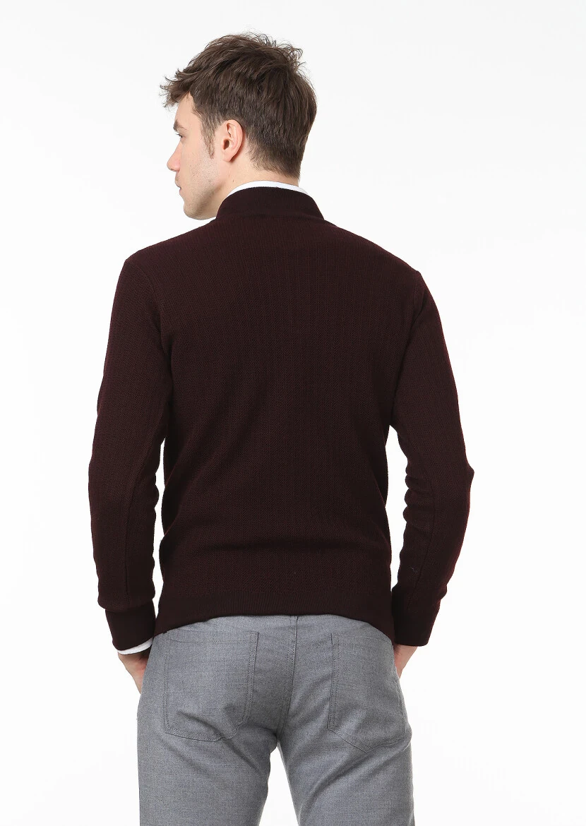 Burgundy Knitwear Sweatshirt - 4