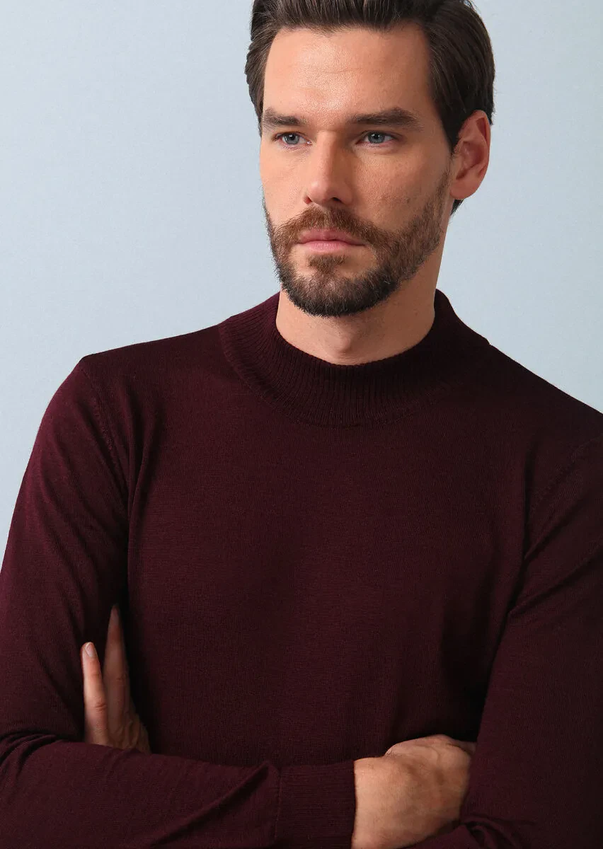 Burgundy Knitwear Sweatshirt - 4