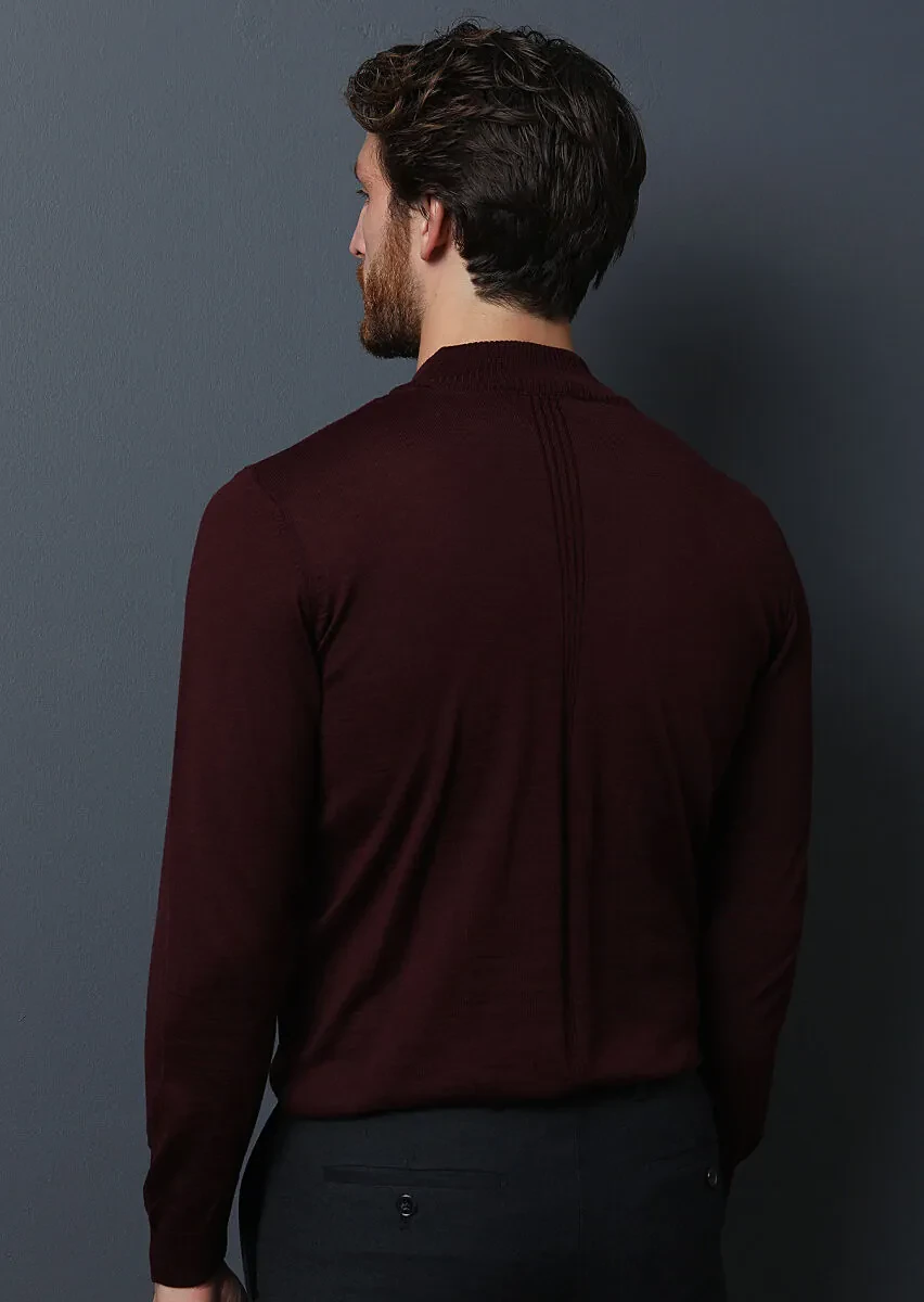 Burgundy Knitwear Sweatshirt - 5