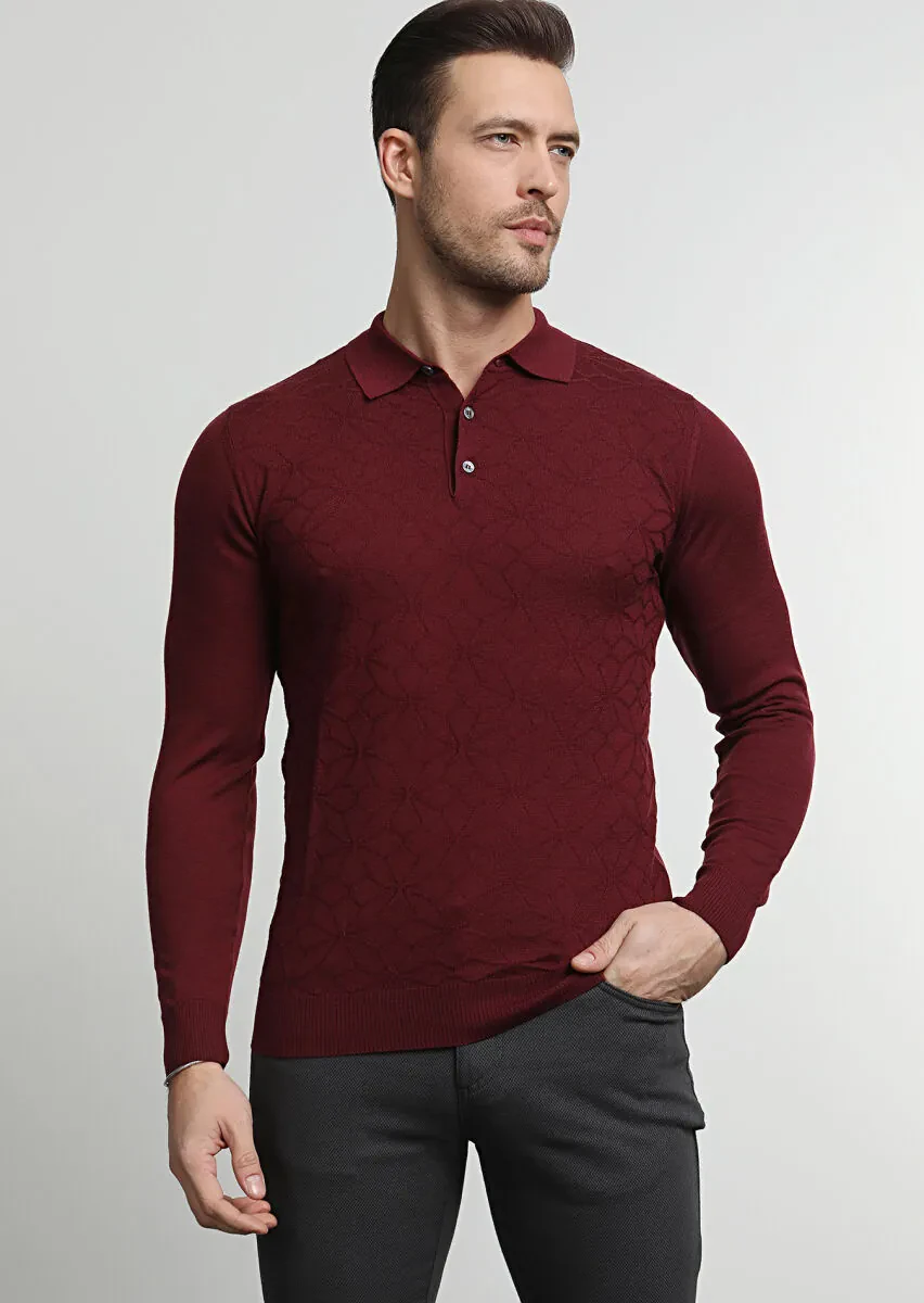 Burgundy Knitwear Sweatshirt - 3