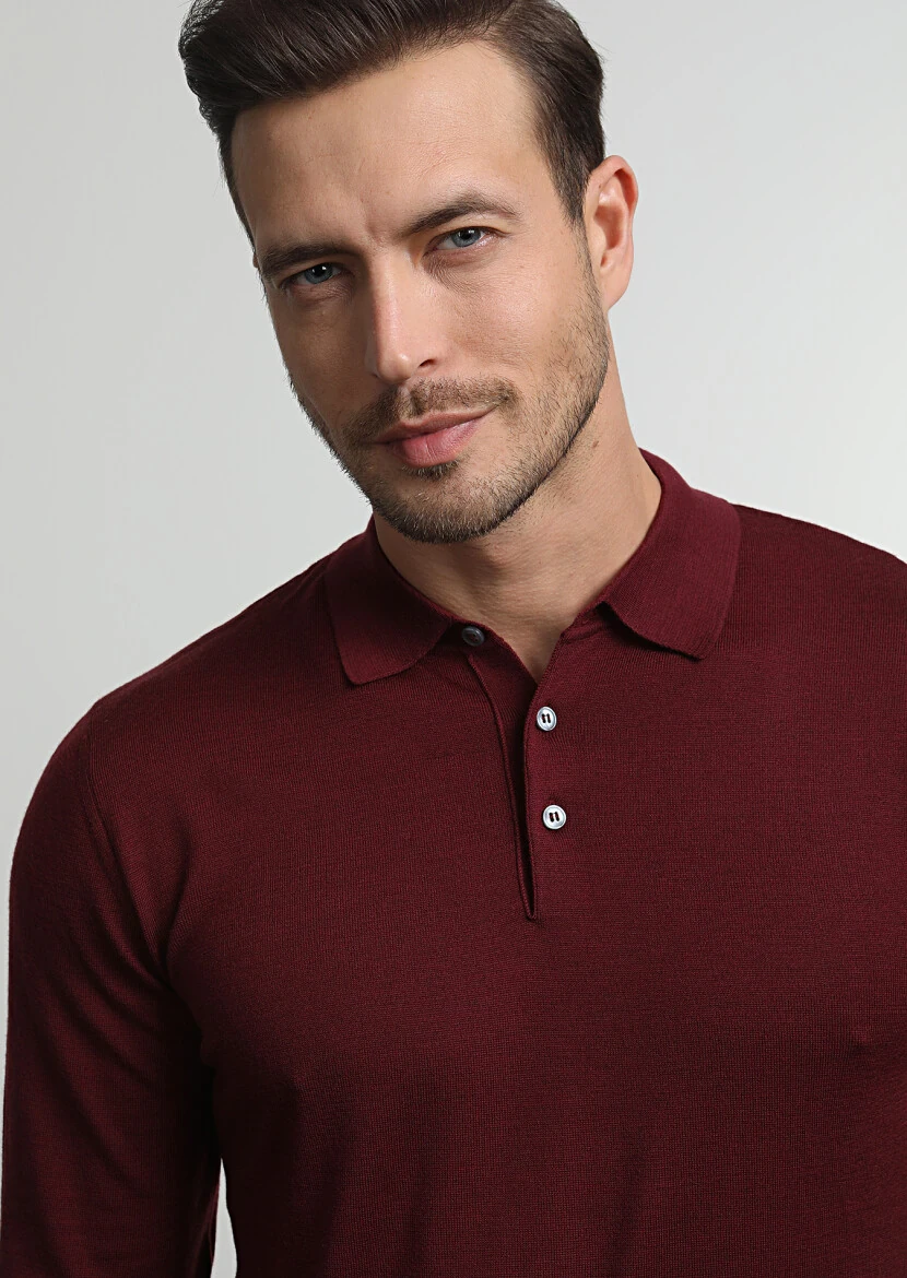 Burgundy Knitwear Sweatshirt - 1