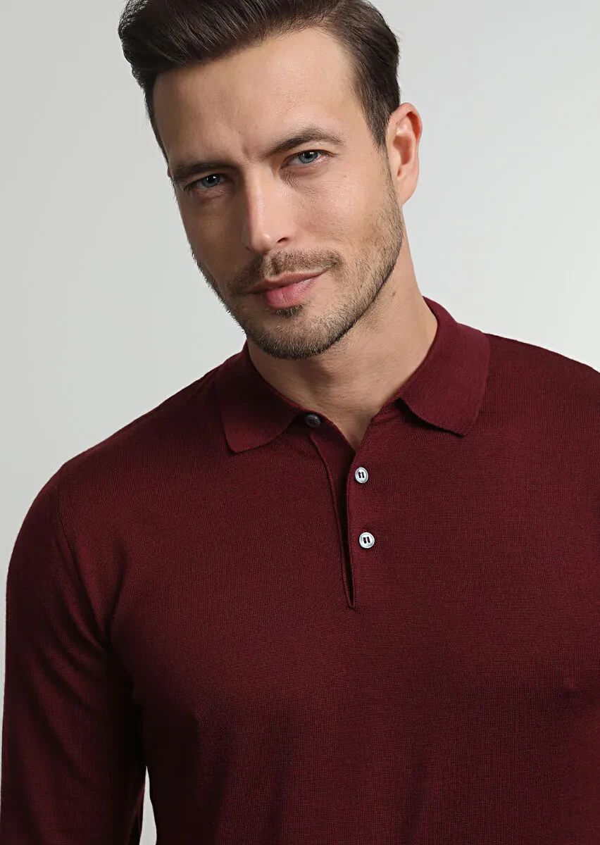 Burgundy Knitwear Sweatshirt - 1