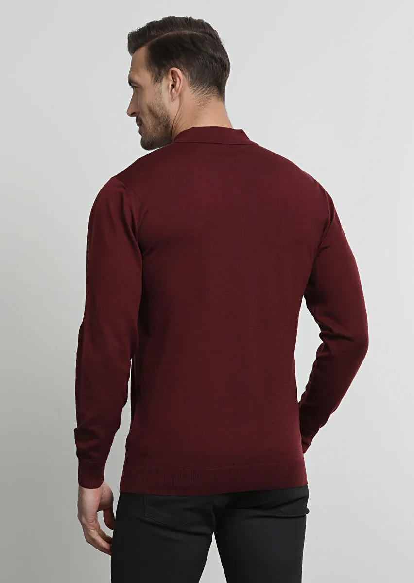 Burgundy Knitwear Sweatshirt - 4