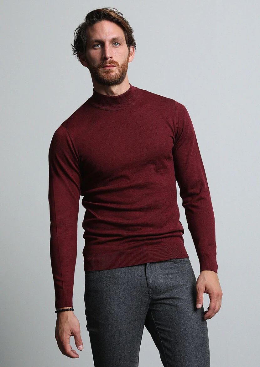 Burgundy Knitwear Sweatshirt - 4